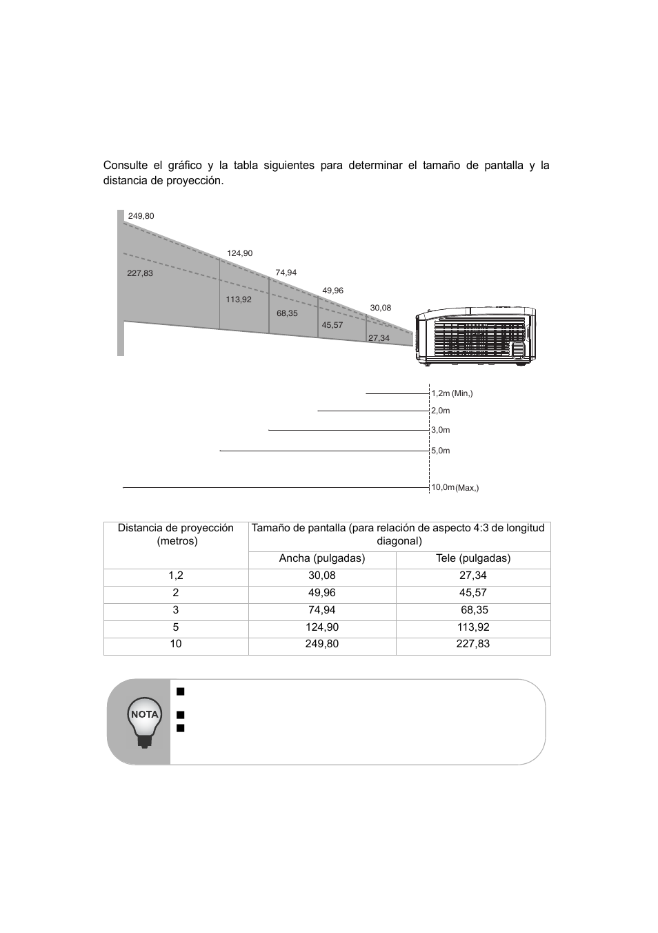 Ajuste del tamaño de la imagen de proyección | VIEWSONIC PJ560DC User Manual | Page 19 / 36