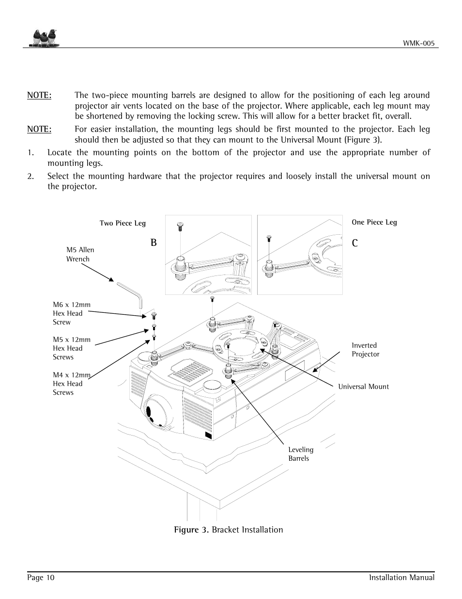 Bracket installation | VIEWSONIC WMK-005 User Manual | Page 10 / 20
