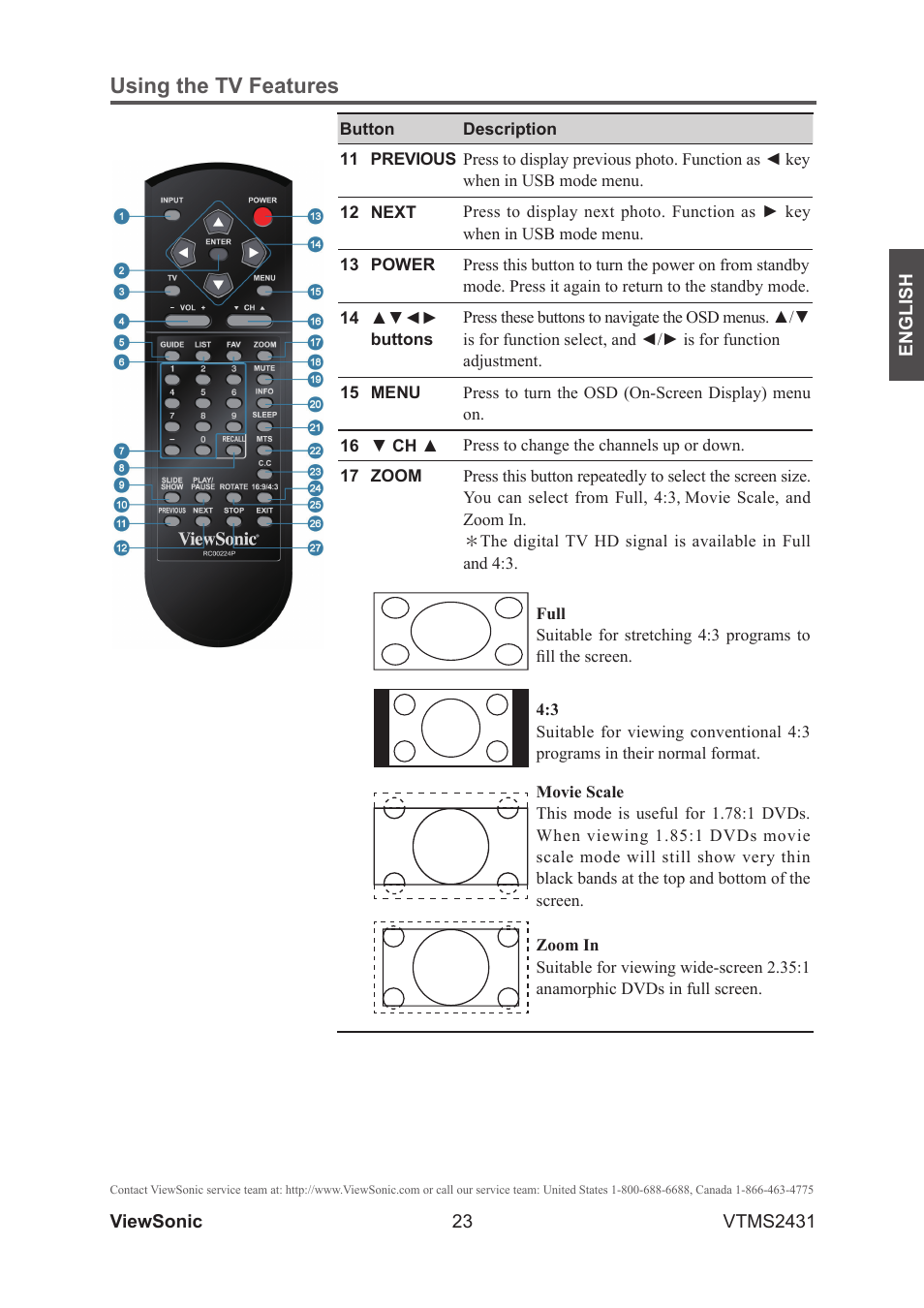 Using the tv features | VIEWSONIC VTMS2431 User Manual | Page 28 / 63