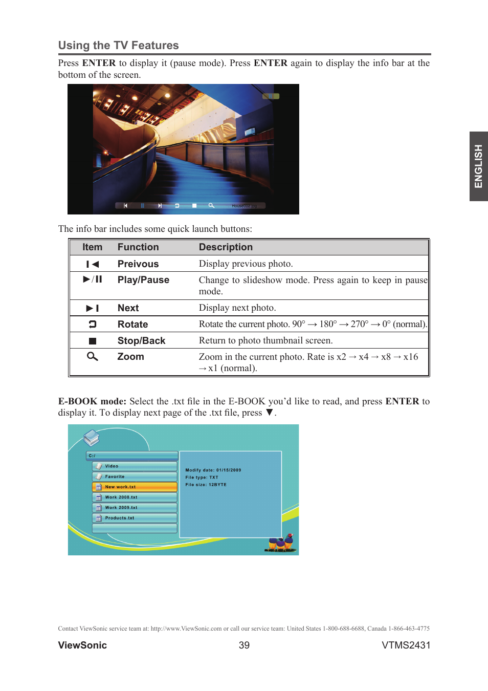 Using the tv features | VIEWSONIC VTMS2431 User Manual | Page 44 / 63