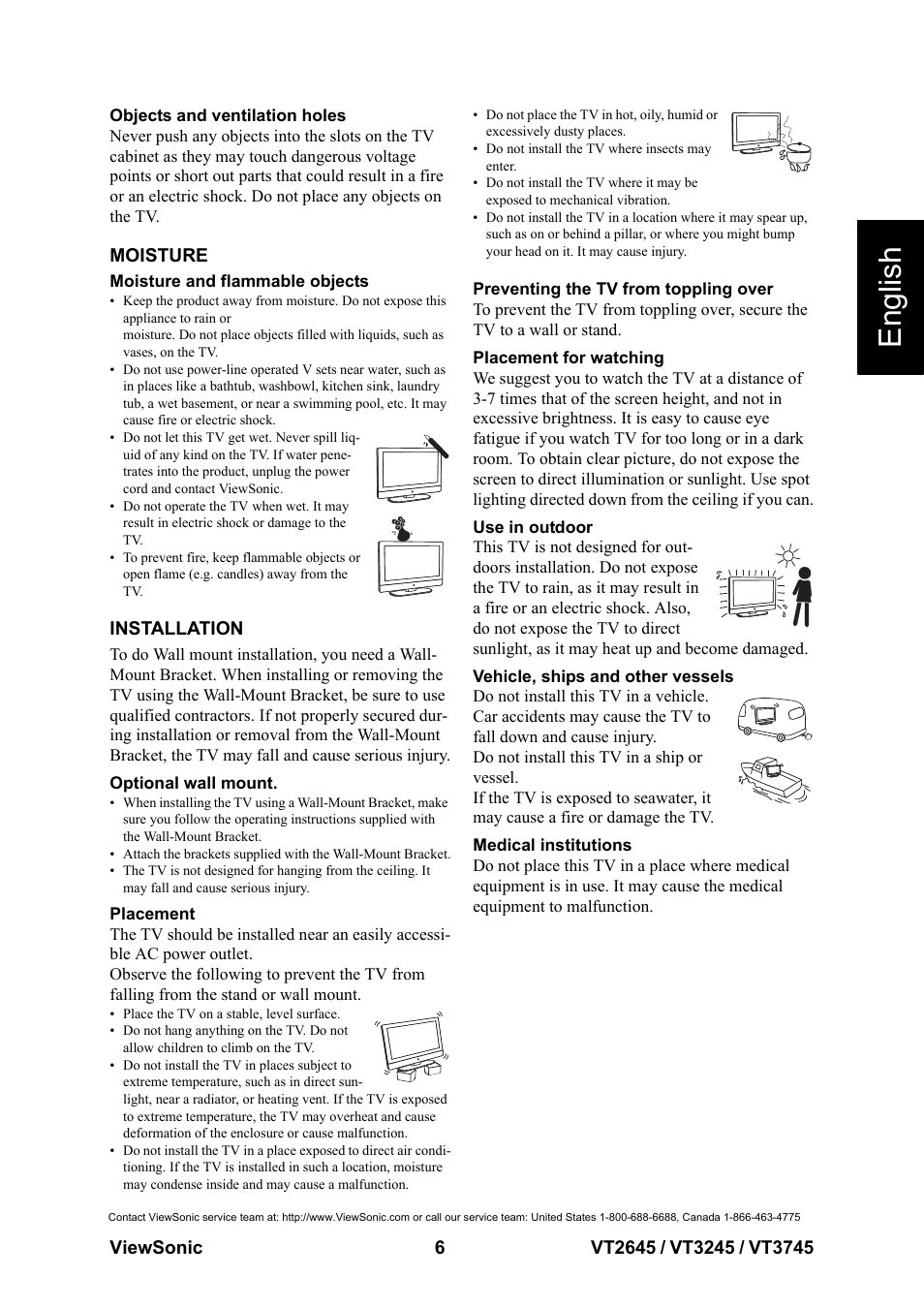 Moisture, Installation, Moisture installation | English | VIEWSONIC VS12675-1M User Manual | Page 12 / 55