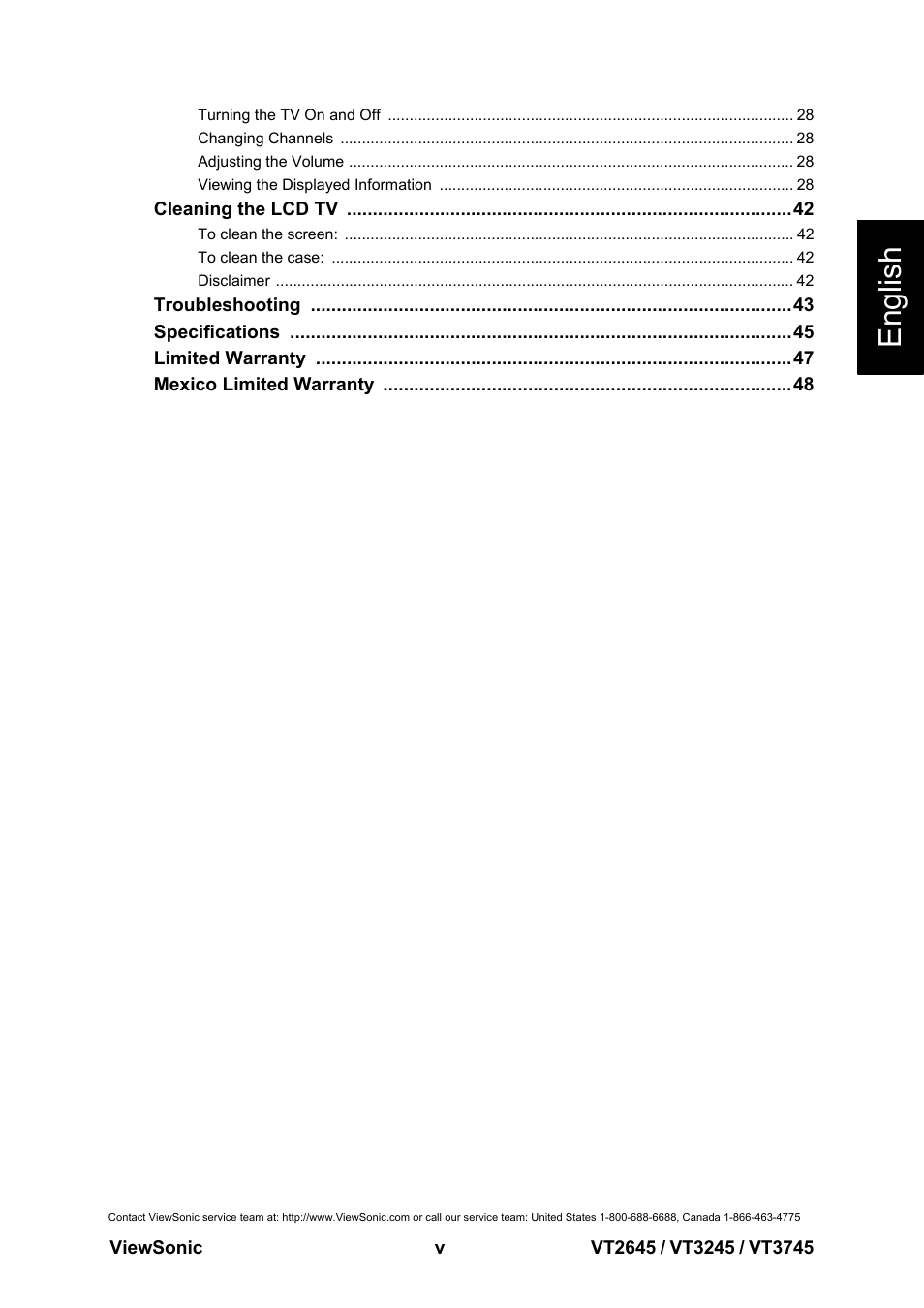 English | VIEWSONIC VS12675-1M User Manual | Page 6 / 55