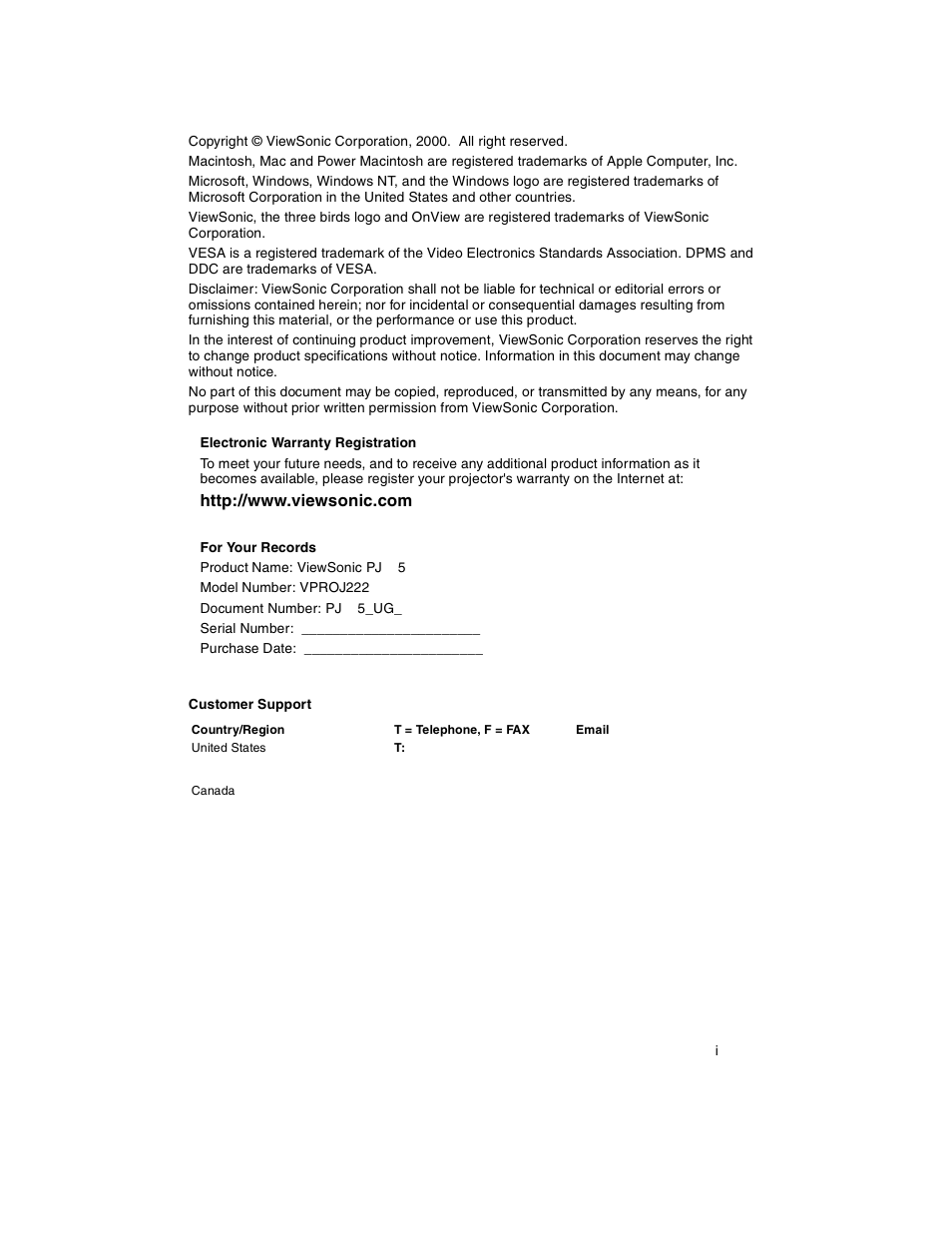 VIEWSONIC PJ875 User Manual | Page 3 / 32