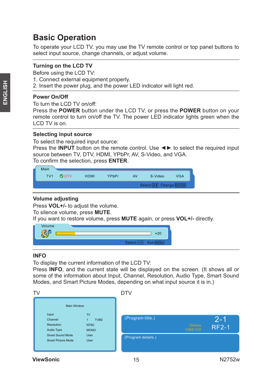 Basic operation | VIEWSONIC vs11257-1m User Manual | Page 17 / 35