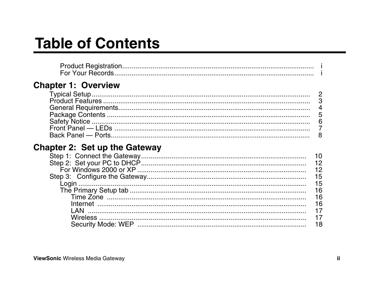 VIEWSONIC Wireless Media Gateway WMG80 User Manual | Page 3 / 105