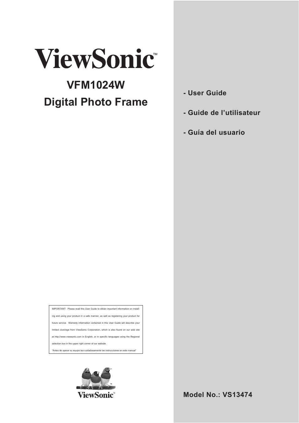 VIEWSONIC VFM1024W User Manual | 18 pages