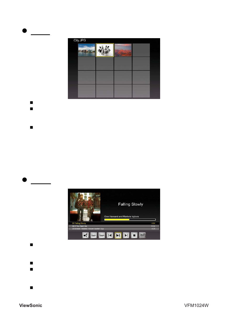 Z photo, Z music | VIEWSONIC VFM1024W User Manual | Page 10 / 18