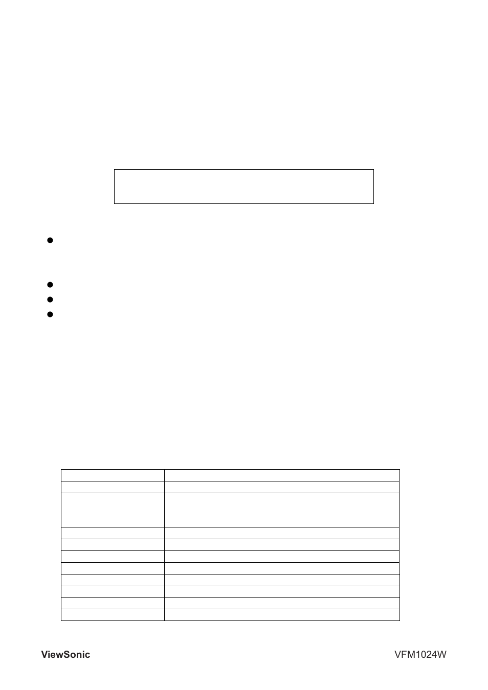 Product specification, Replacing the remote control battery, Specification | VIEWSONIC VFM1024W User Manual | Page 8 / 18