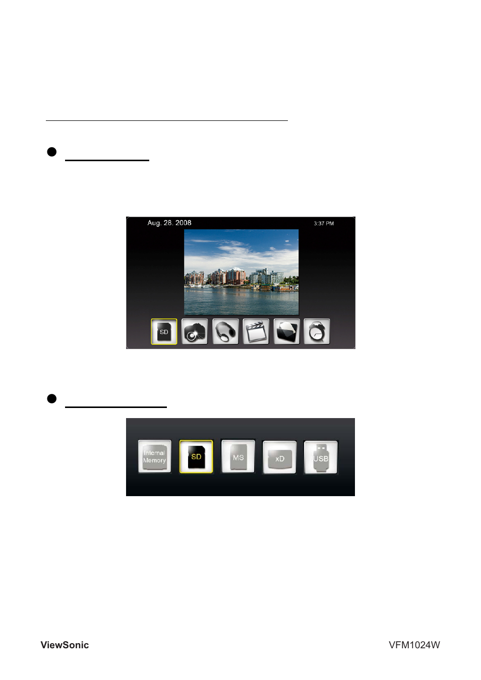 Using the digital picture frame, Z select mode, Z card selection | VIEWSONIC VFM1024W User Manual | Page 9 / 18