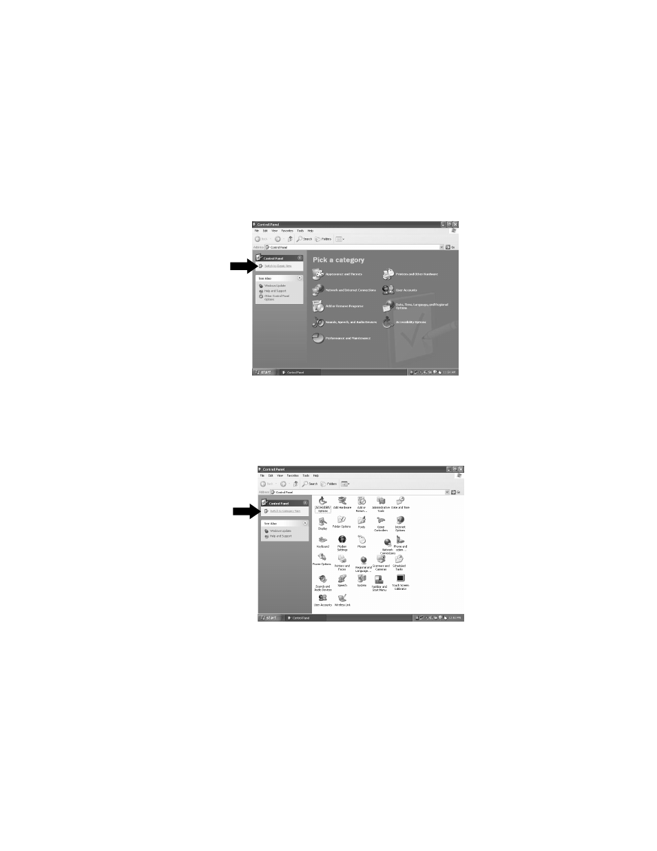 Xp control panels | VIEWSONIC V1250 User Manual | Page 22 / 66