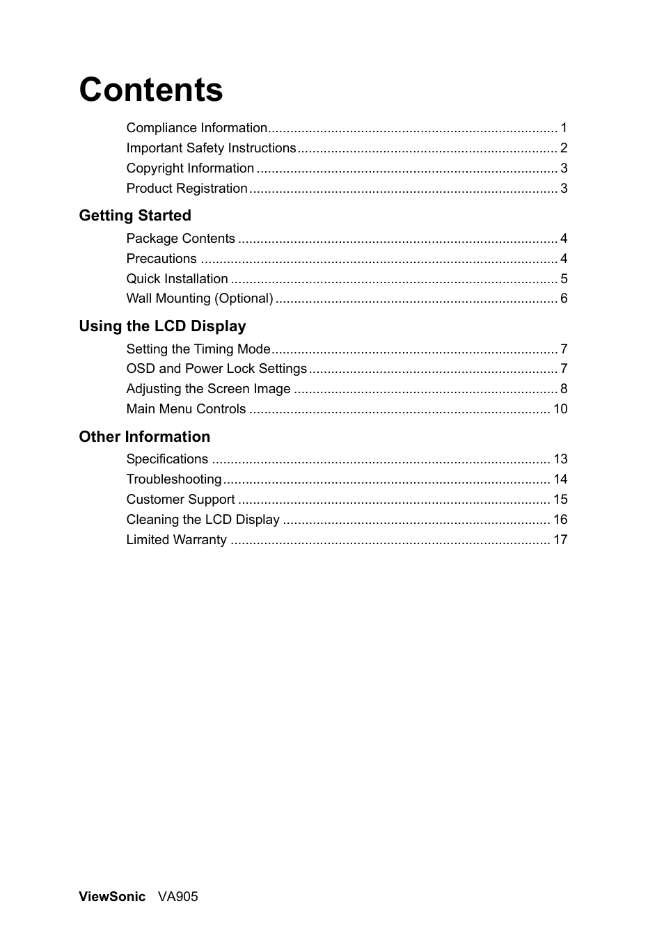 VIEWSONIC VA905 User Manual | Page 2 / 20
