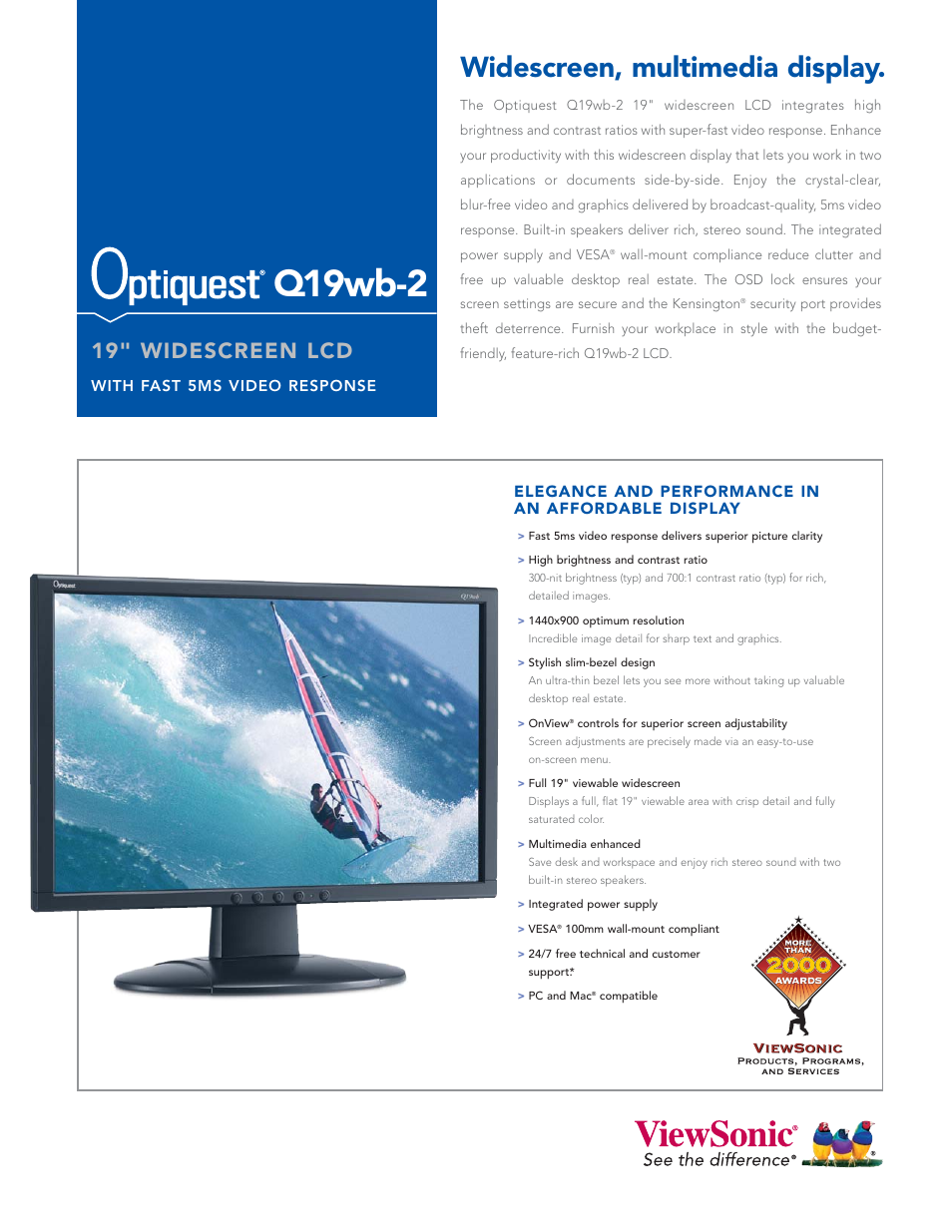 VIEWSONIC Q19wb-2 User Manual | 2 pages