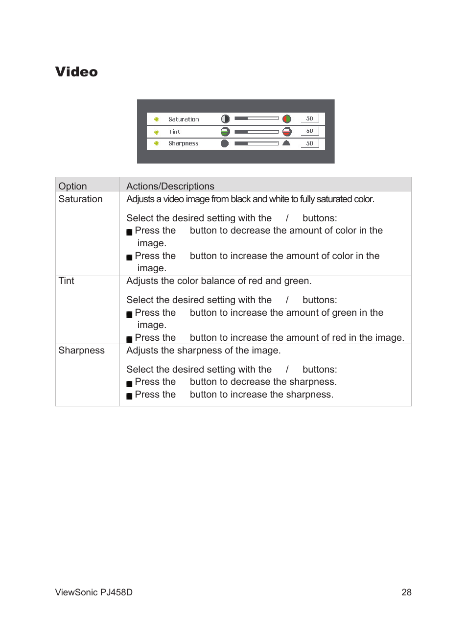 Video | VIEWSONIC PJ458D User Manual | Page 29 / 42