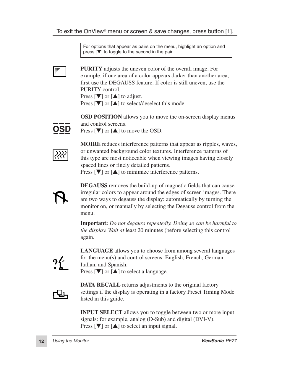 VIEWSONIC PERFECTFLAT PF77 User Manual | Page 13 / 18