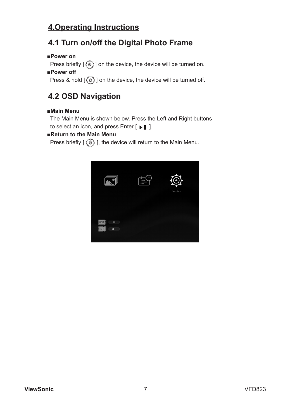 2 osd navigation | VIEWSONIC VFD823 User Manual | Page 12 / 22