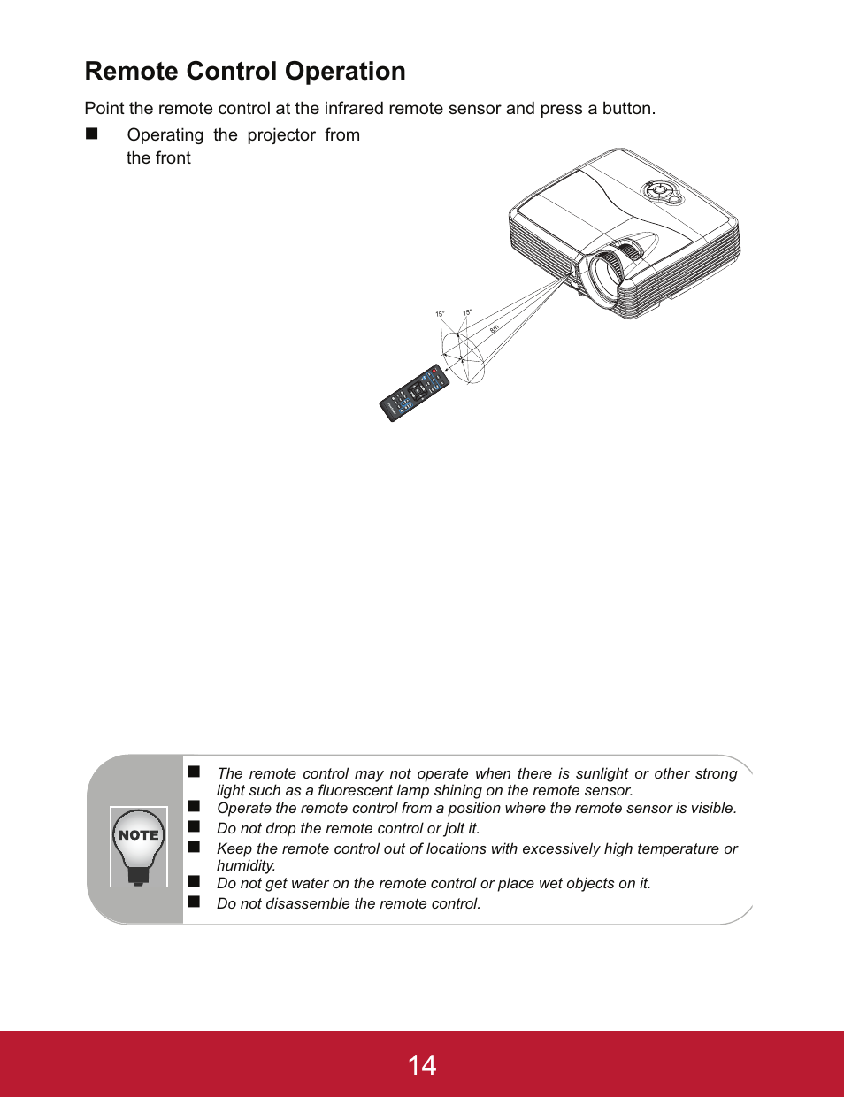 Remote control operation | VIEWSONIC PJD5233 User Manual | Page 17 / 54