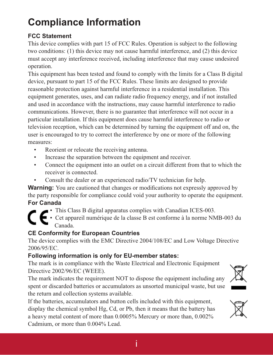 Compliance information | VIEWSONIC PJD5233 User Manual | Page 2 / 54