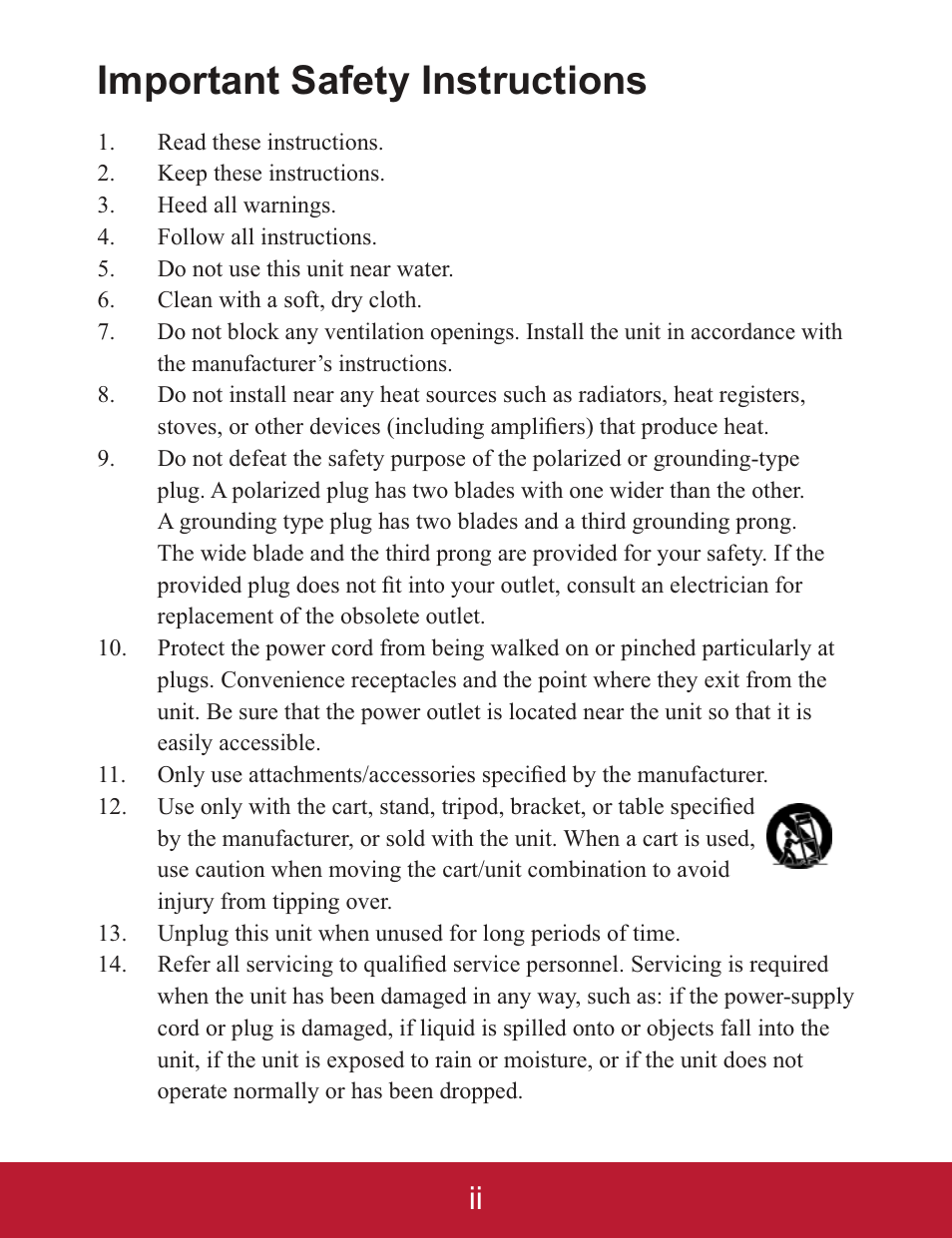 Important safety instructions | VIEWSONIC PJD5233 User Manual | Page 3 / 54