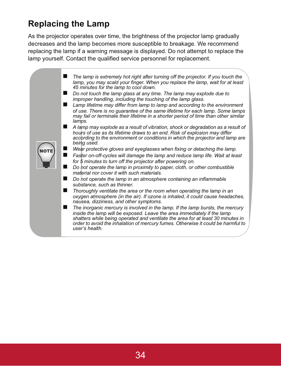 Replacing the lamp | VIEWSONIC PJD5233 User Manual | Page 37 / 54