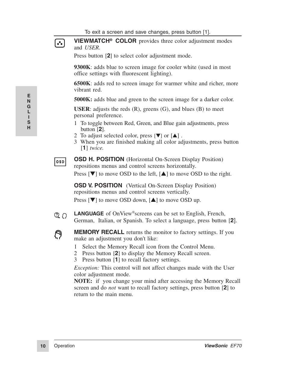 VIEWSONIC EF70 User Manual | Page 11 / 16