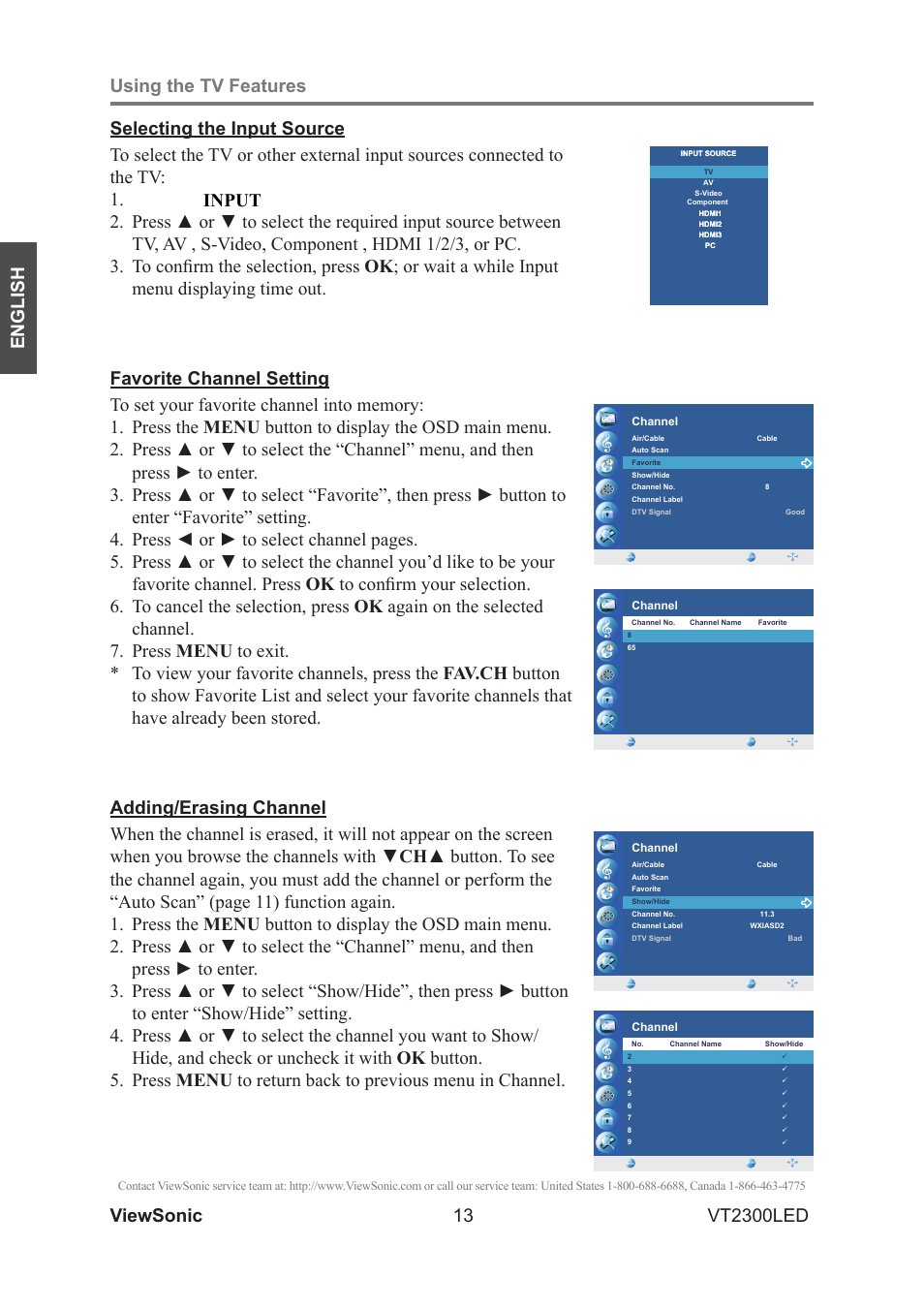 English vt2300led | VIEWSONIC VS13215-1M User Manual | Page 21 / 34