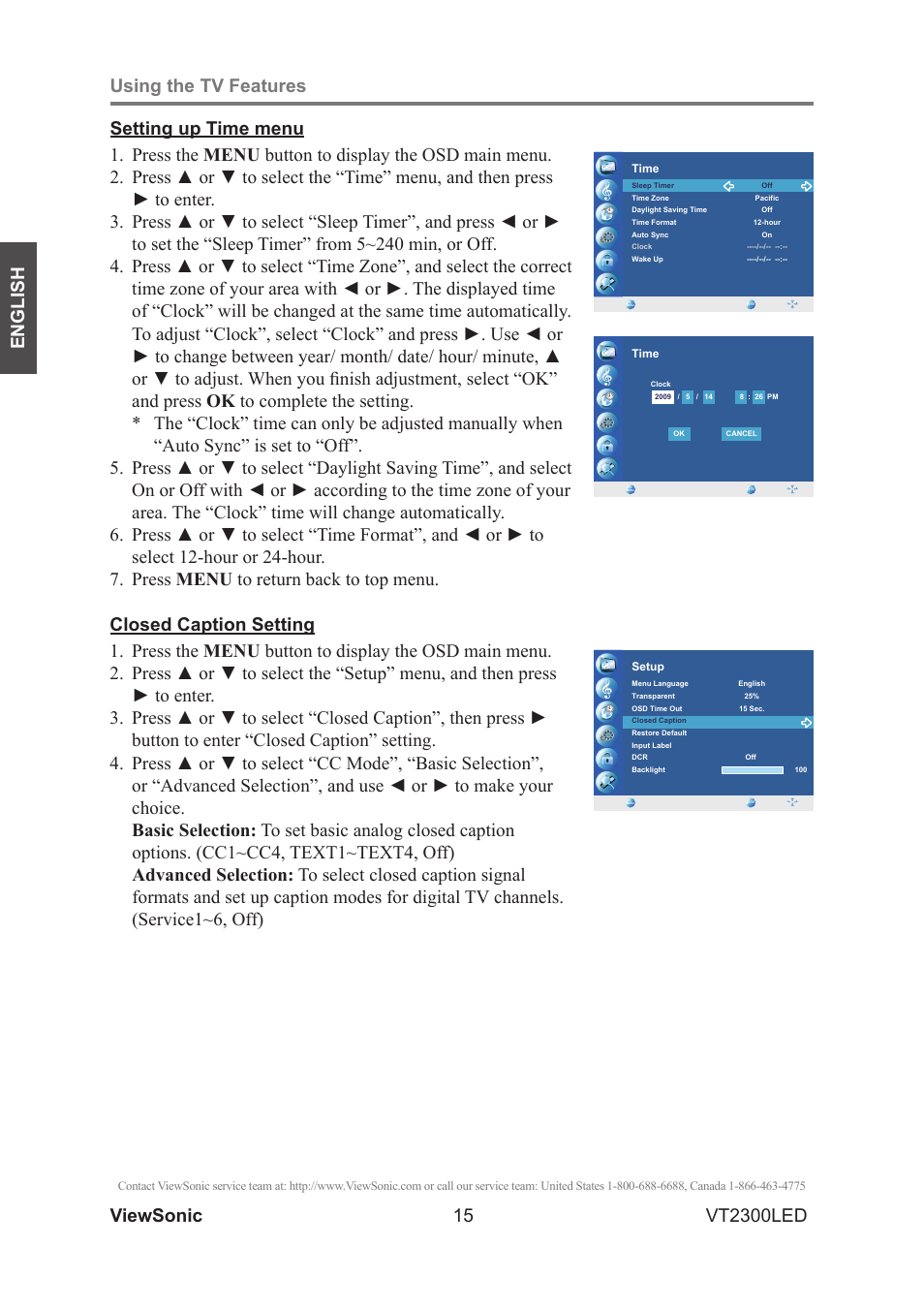 English vt2300led | VIEWSONIC VS13215-1M User Manual | Page 23 / 34