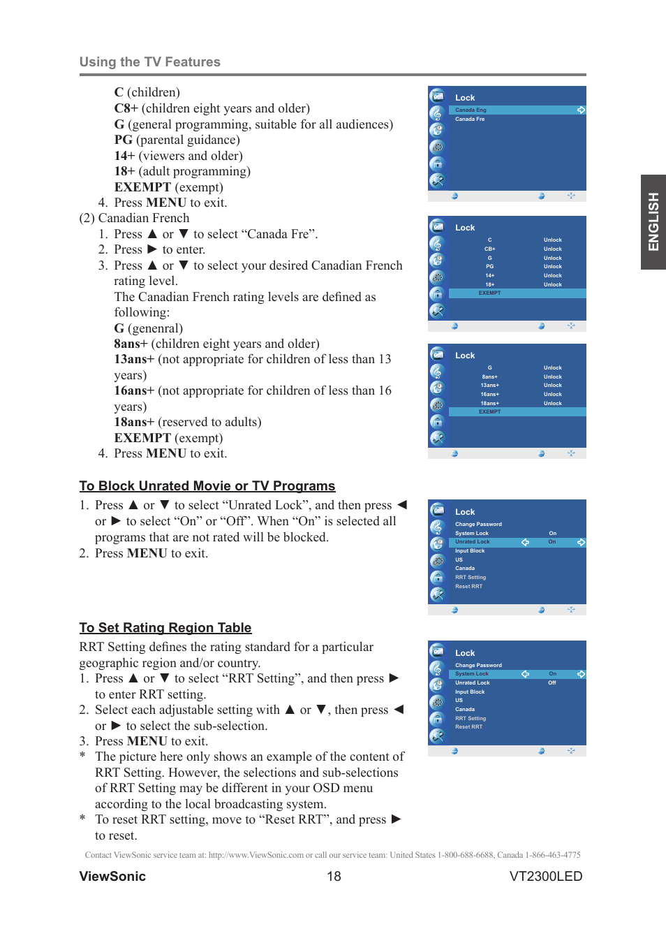 English vt2300led | VIEWSONIC VS13215-1M User Manual | Page 26 / 34