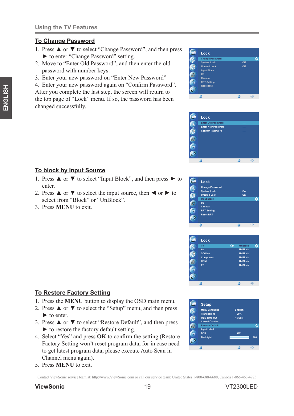 English vt2300led | VIEWSONIC VS13215-1M User Manual | Page 27 / 34