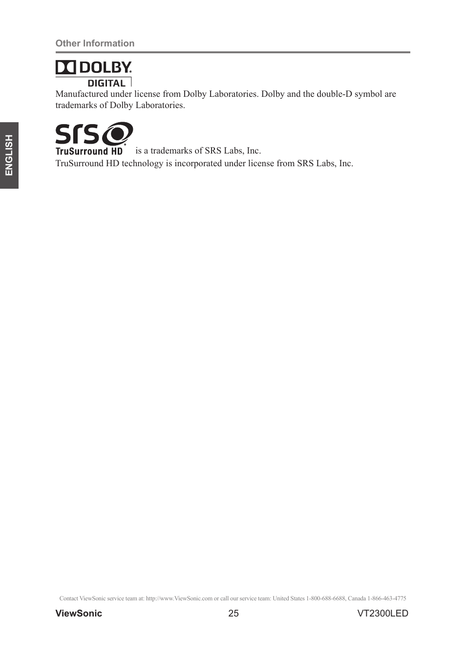 VIEWSONIC VS13215-1M User Manual | Page 33 / 34