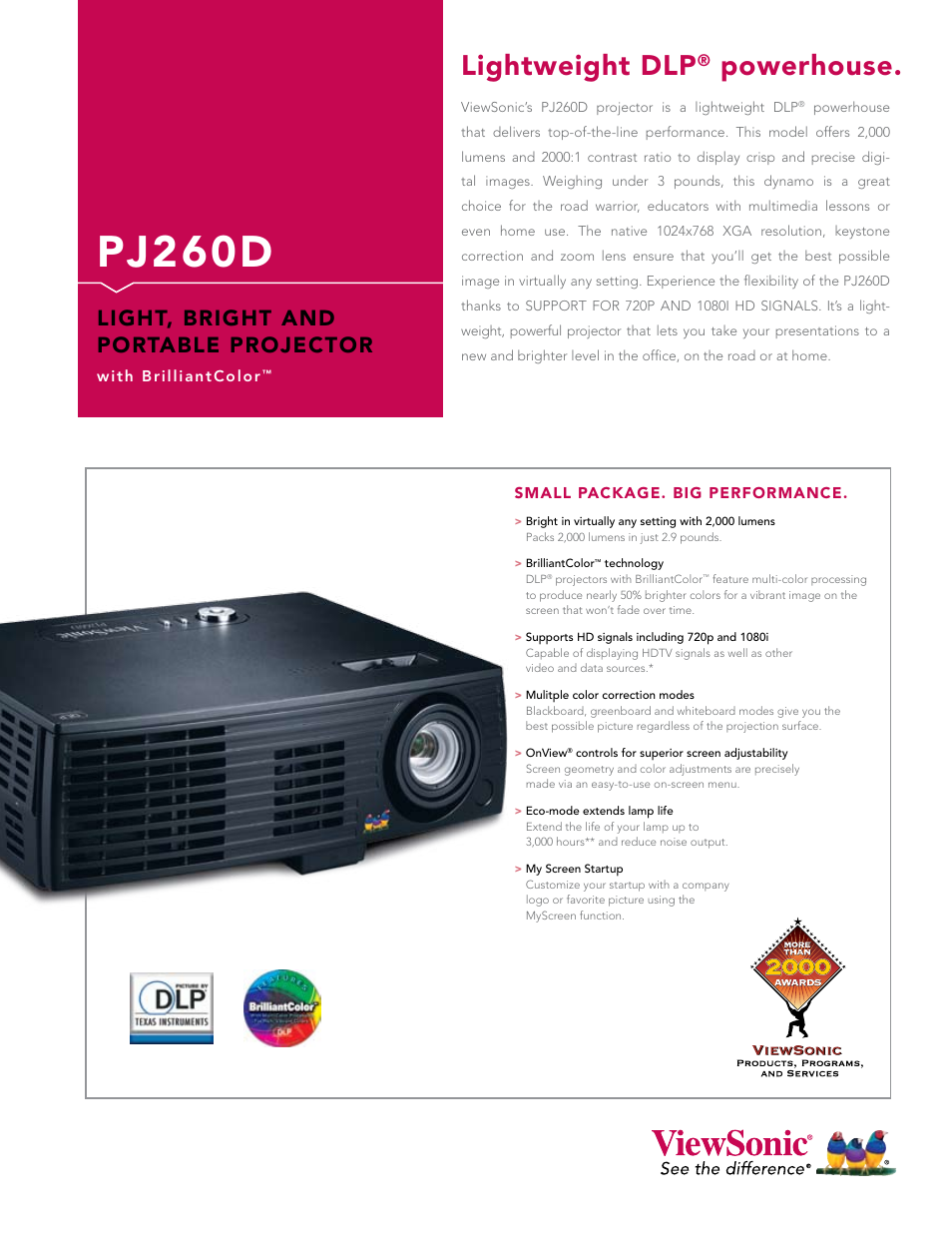 VIEWSONIC PJ600-1 User Manual | 2 pages