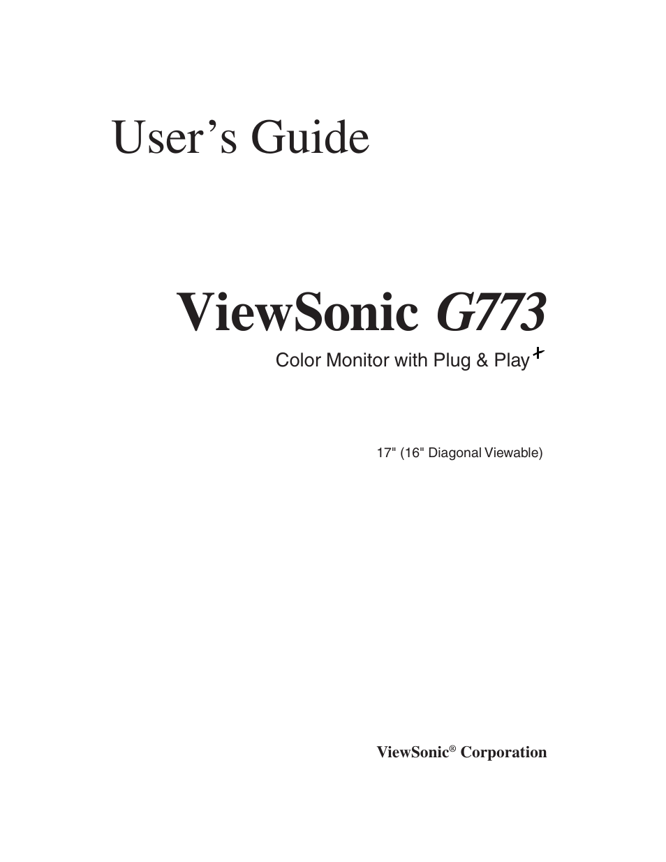 Viewsonic g773, User’s guide | VIEWSONIC G773 User Manual | Page 2 / 32