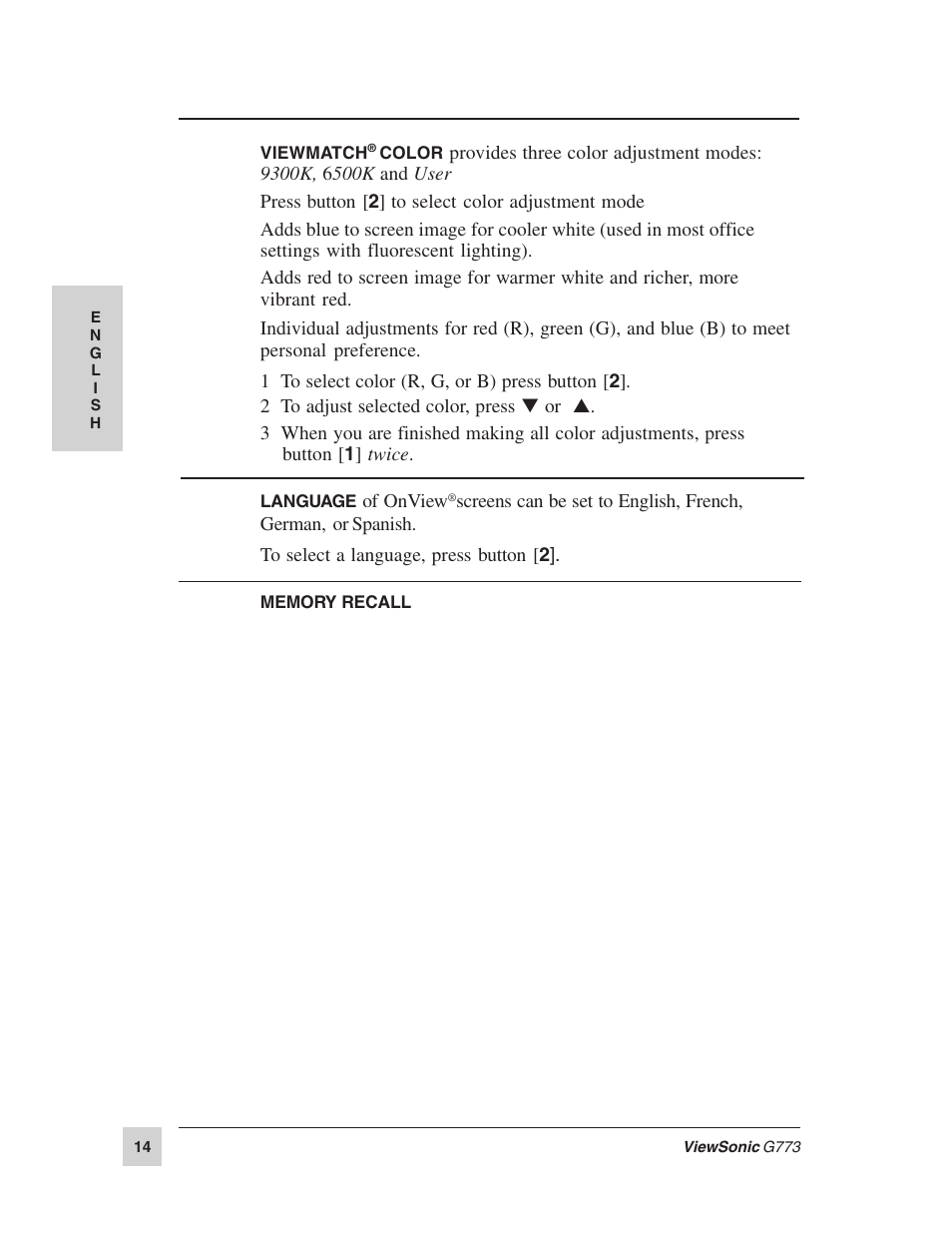 VIEWSONIC G773 User Manual | Page 21 / 32