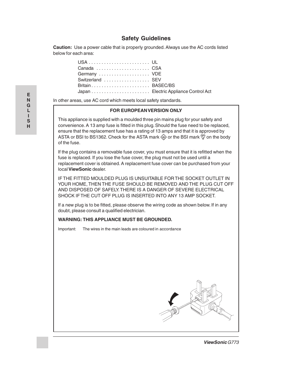 Safety guidelines | VIEWSONIC G773 User Manual | Page 5 / 32