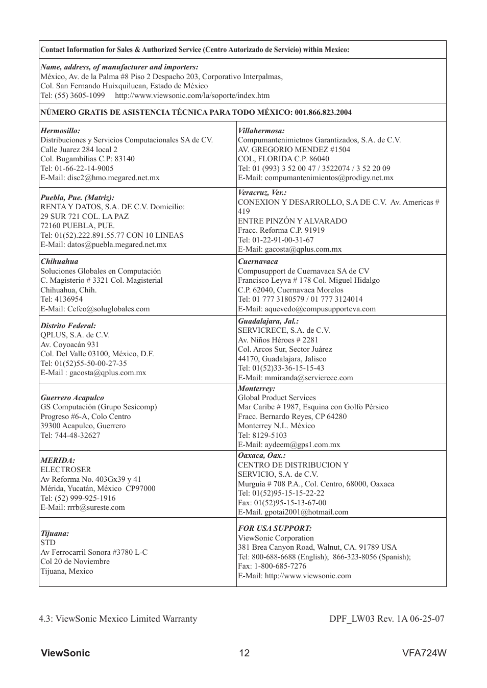 VIEWSONIC VS13471  ES User Manual | Page 13 / 14