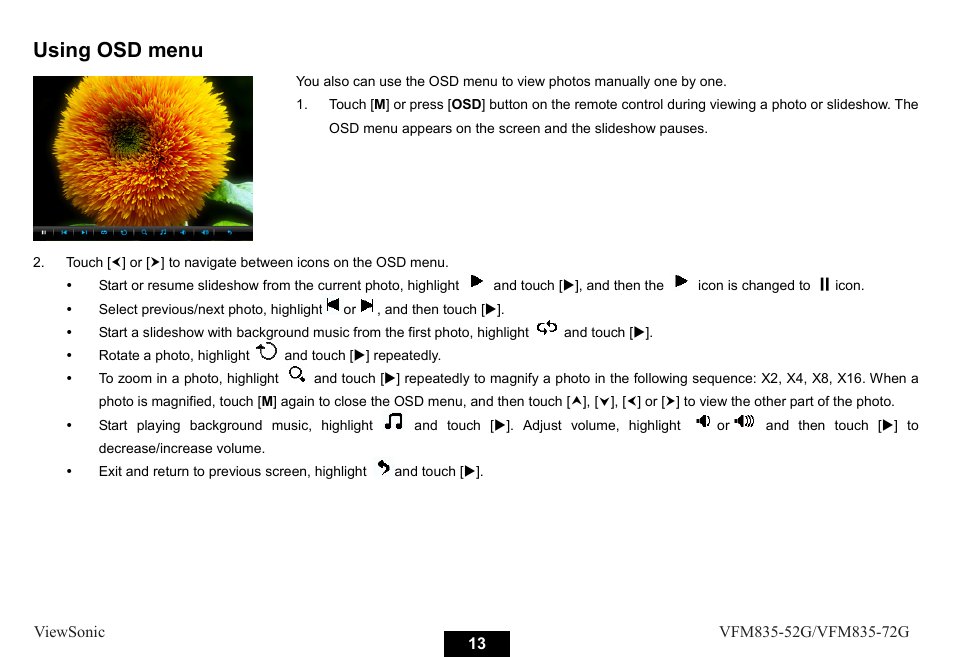 Using osd menu | VIEWSONIC VFM835-52G User Manual | Page 18 / 31