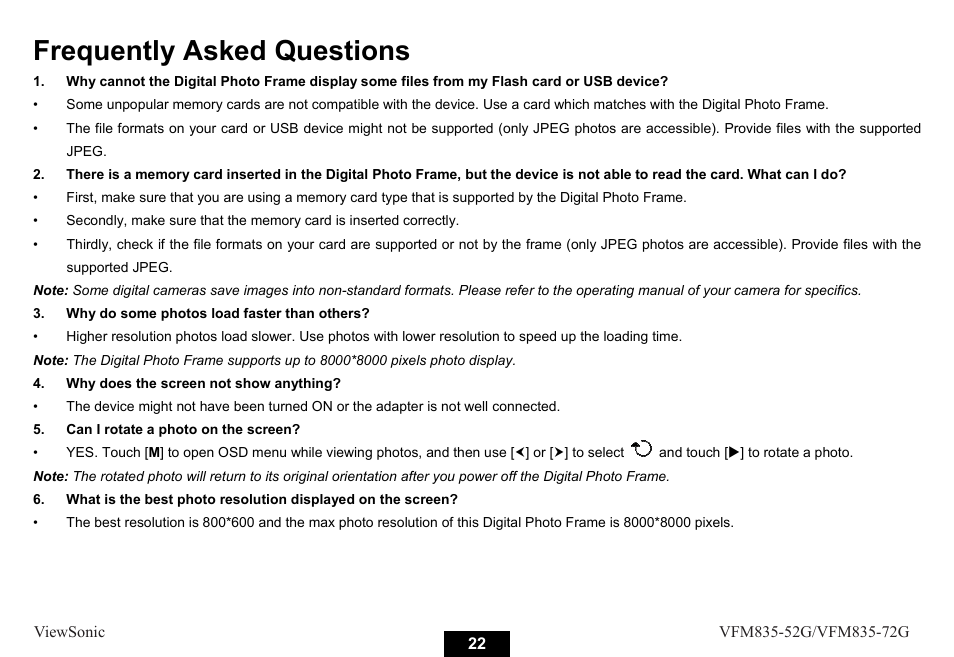 Frequently asked questions | VIEWSONIC VFM835-52G User Manual | Page 27 / 31