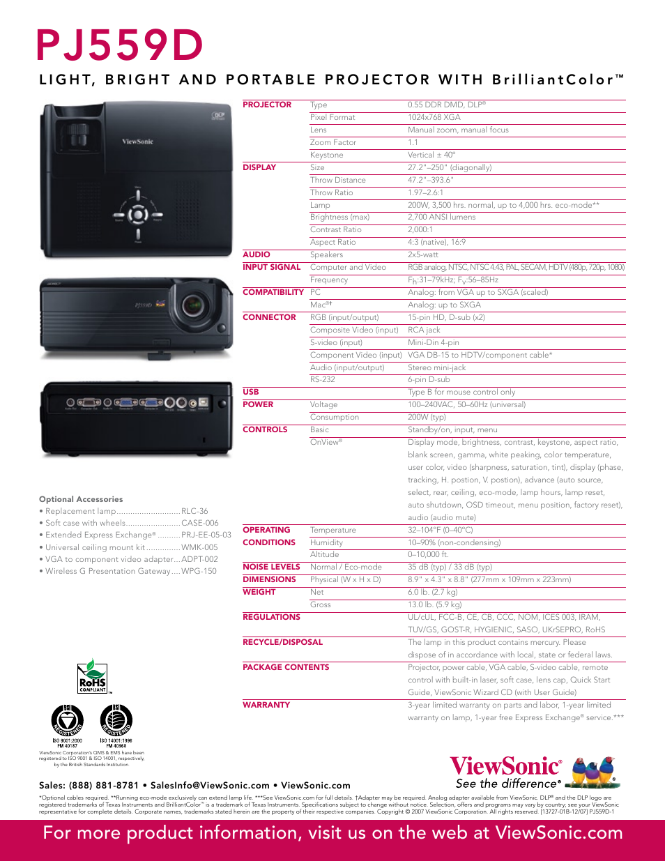 Pj559d | VIEWSONIC PJ559D User Manual | Page 2 / 2
