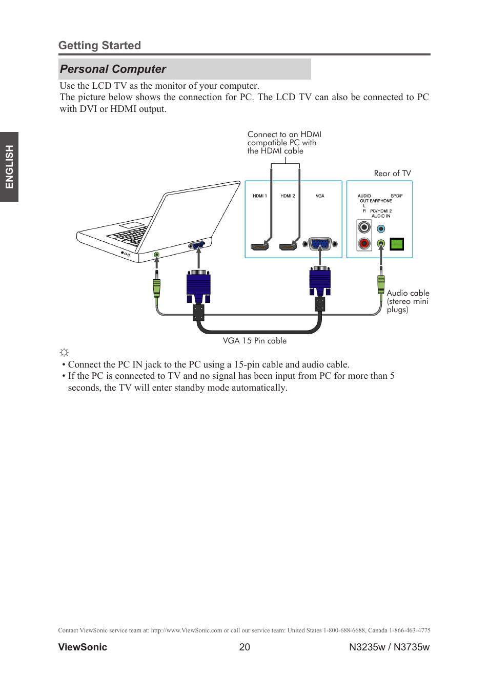 Personal computer, Getting started personal computer | VIEWSONIC VS11770-2M User Manual | Page 25 / 50