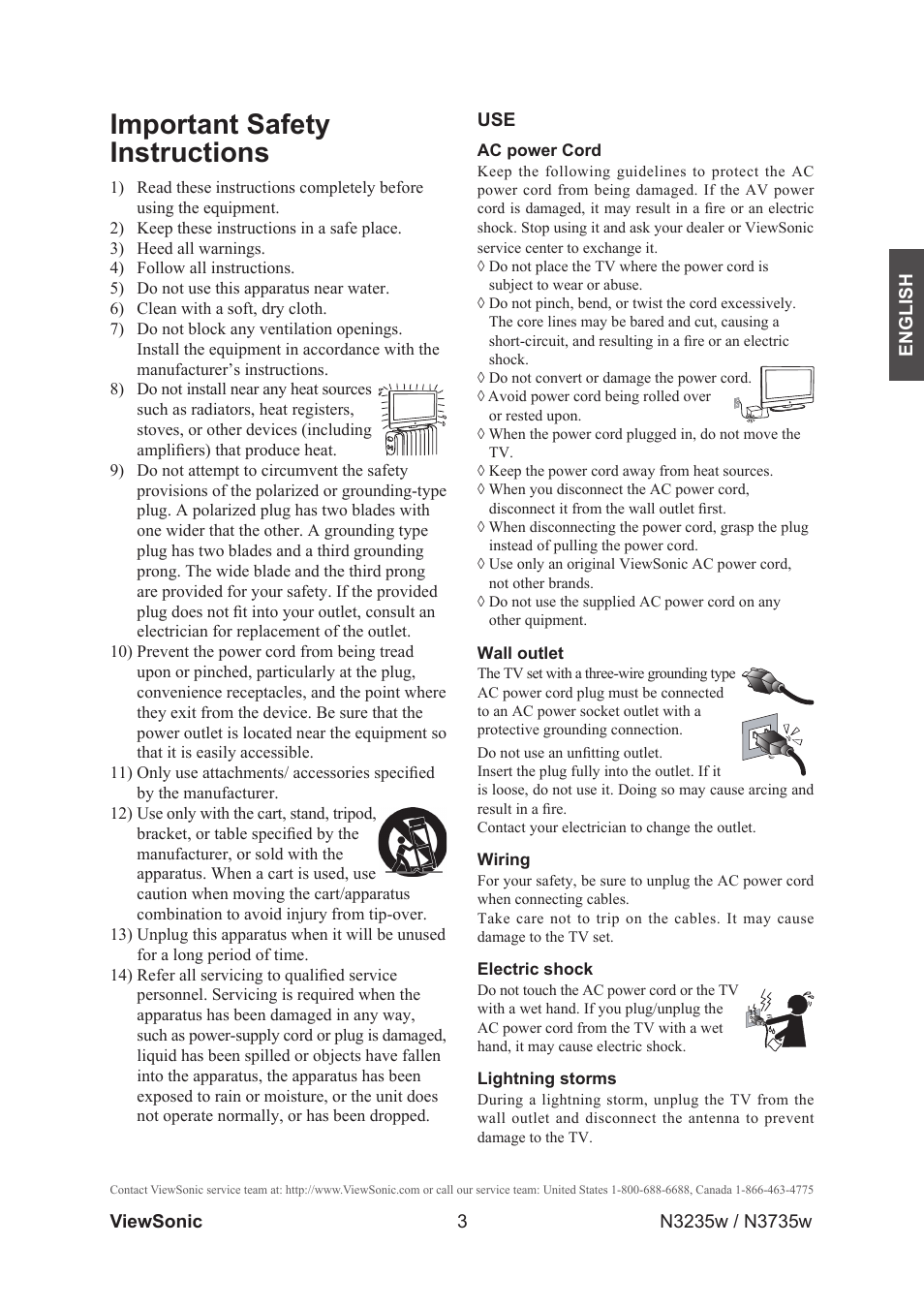 Important safety instructions | VIEWSONIC VS11770-2M User Manual | Page 8 / 50