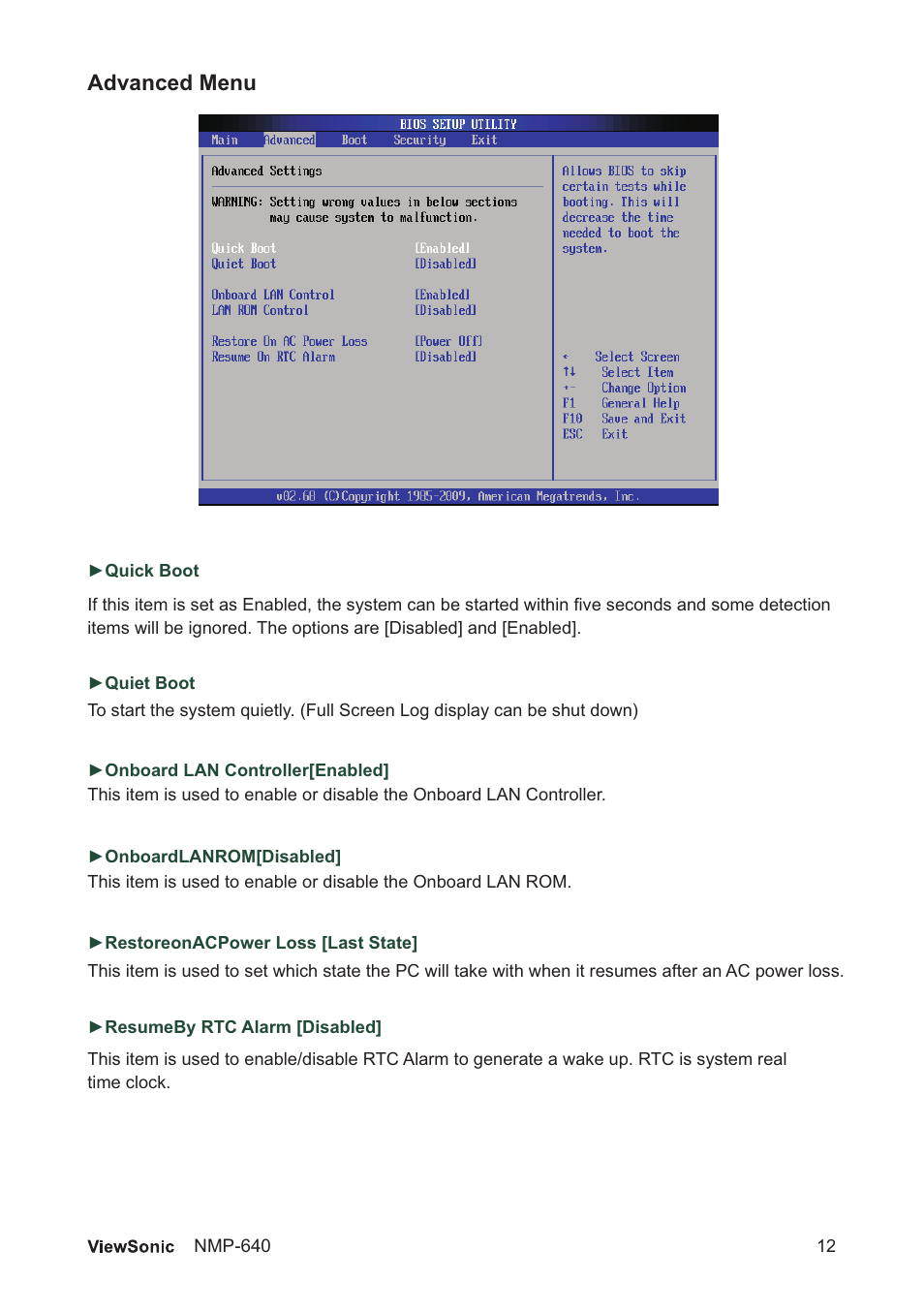 页 18, Advanced menu | VIEWSONIC VS13920 User Manual | Page 17 / 31