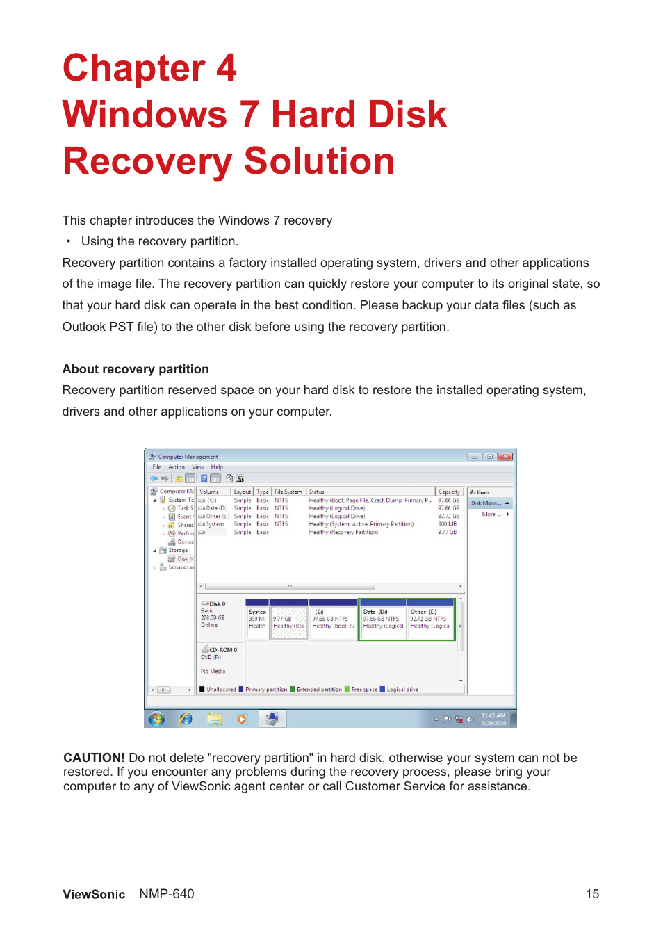 页 21, Chapter 4 windows 7 hard disk recovery solution | VIEWSONIC VS13920 User Manual | Page 20 / 31