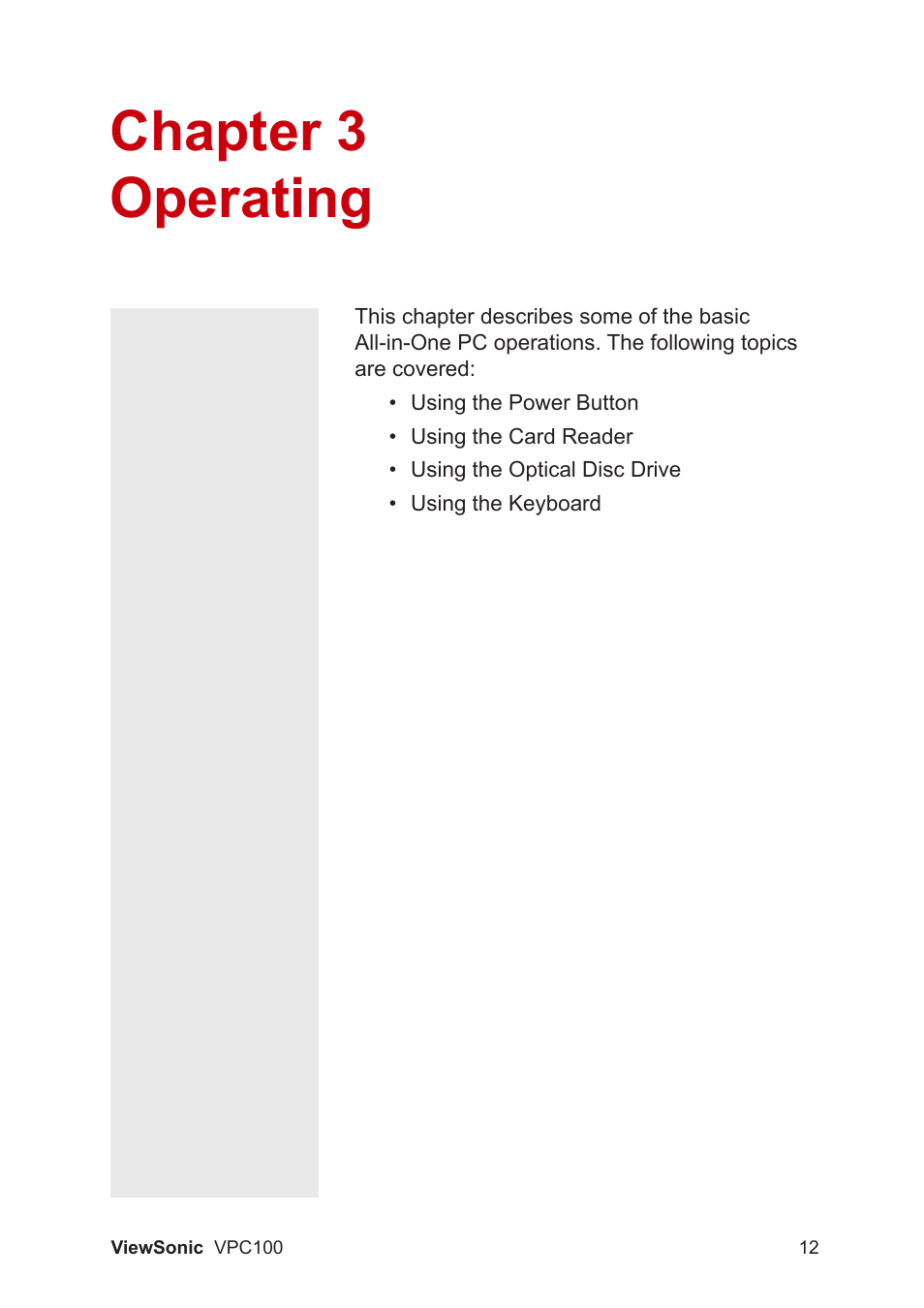 Chapter 3 operating | VIEWSONIC VPC100 User Manual | Page 23 / 56