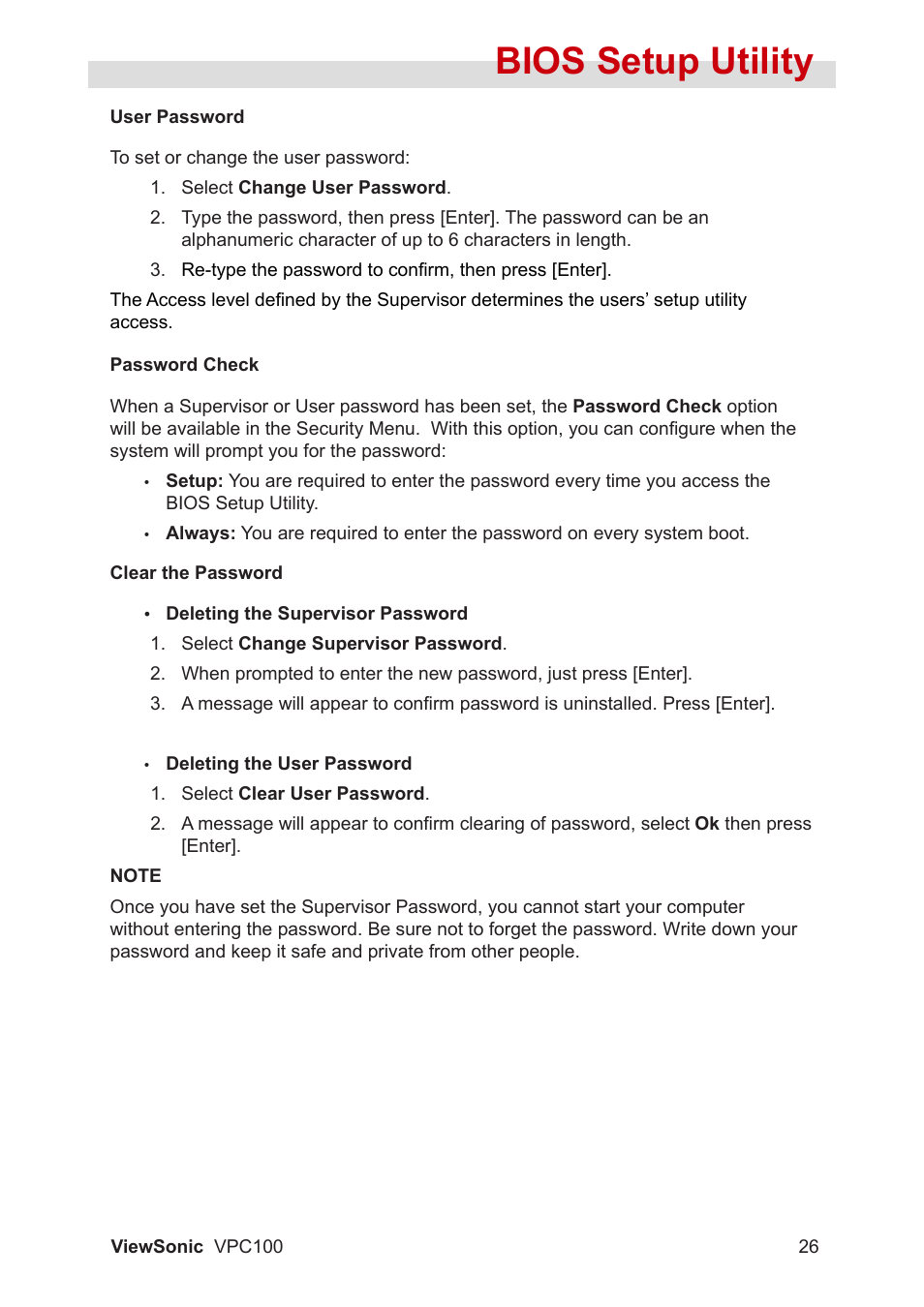 Bios setup utility | VIEWSONIC VPC100 User Manual | Page 37 / 56