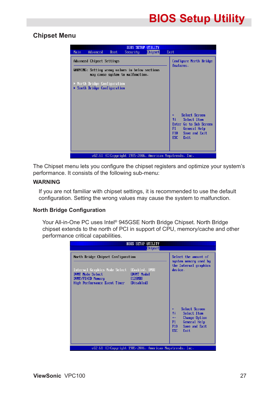 Bios setup utility | VIEWSONIC VPC100 User Manual | Page 38 / 56