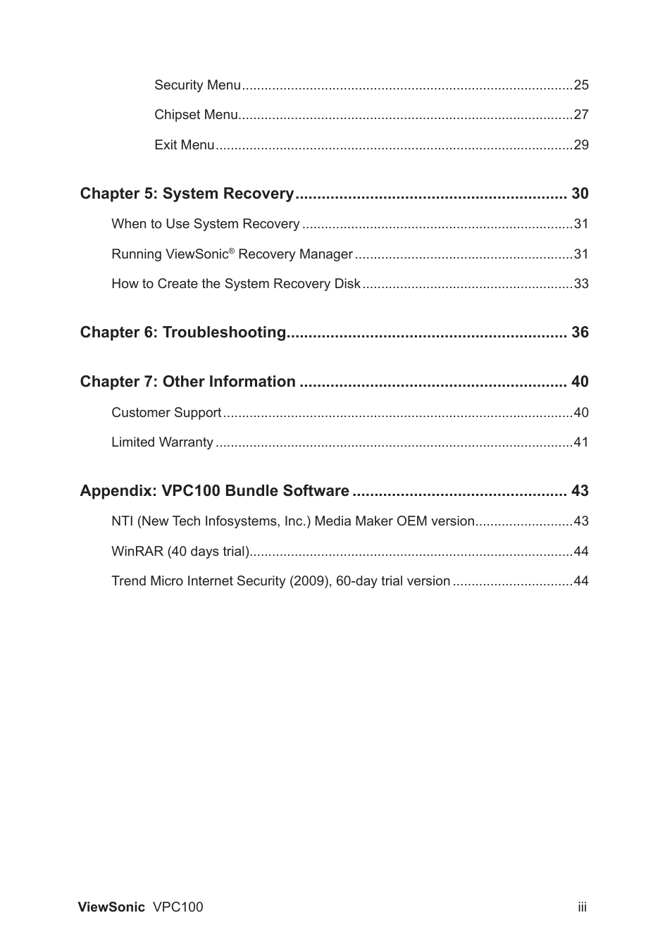 VIEWSONIC VPC100 User Manual | Page 4 / 56