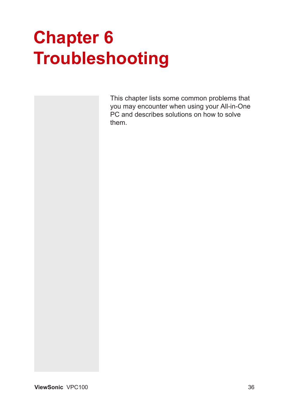 Chapter 6 troubleshooting | VIEWSONIC VPC100 User Manual | Page 47 / 56