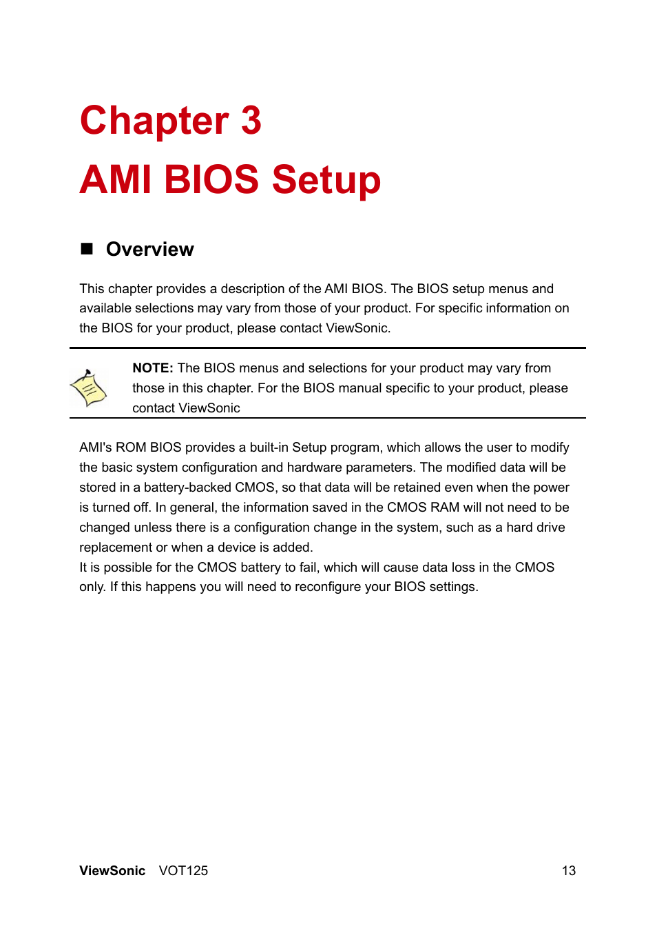 Chapter 3 ami bios setup | VIEWSONIC VS13172 User Manual | Page 21 / 39