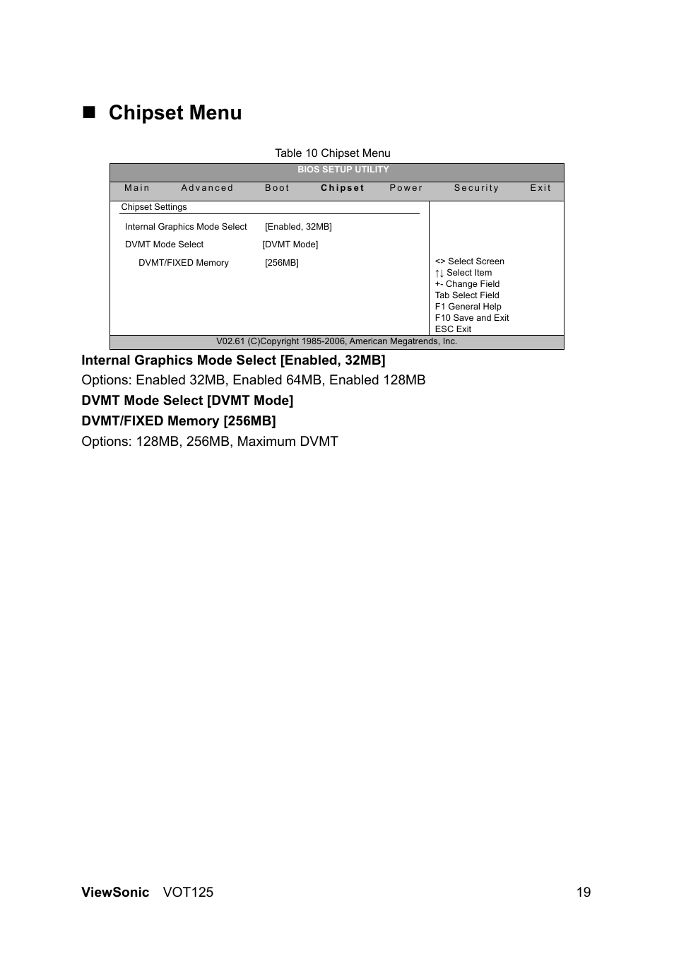 Chipset menu | VIEWSONIC VS13172 User Manual | Page 27 / 39