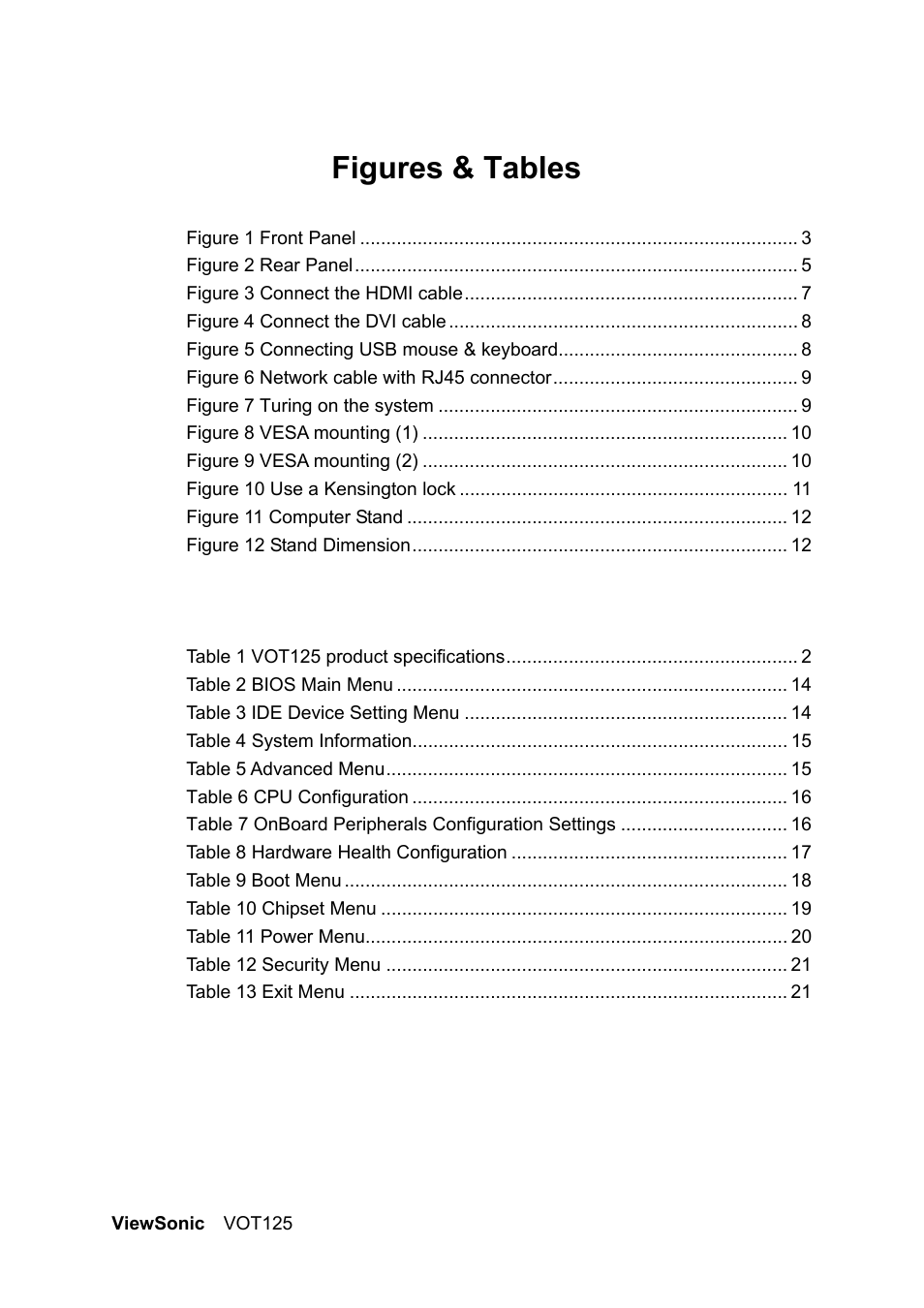 Figures & tables | VIEWSONIC VS13172 User Manual | Page 8 / 39
