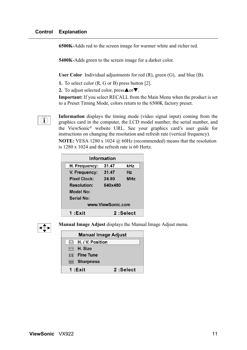 VIEWSONIC LCD DISPLAY VX922 User Manual | Page 15 / 23